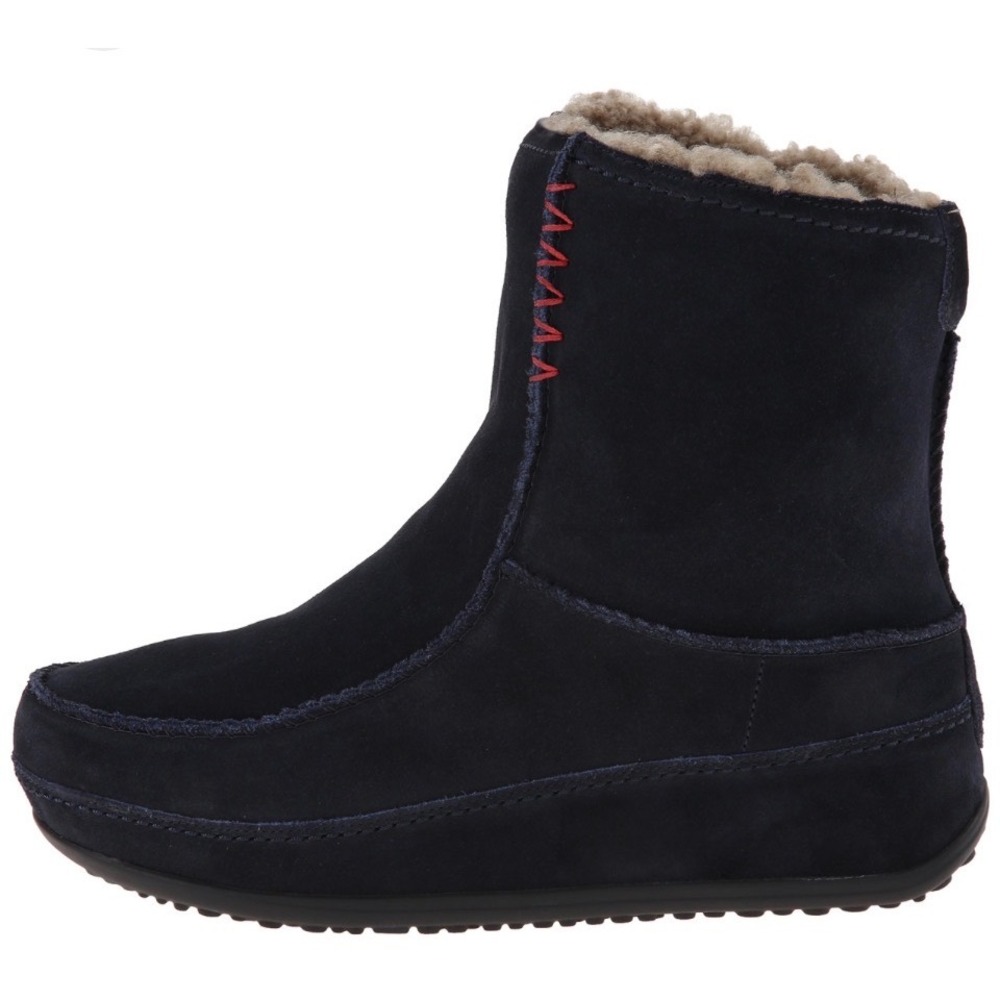 FitFlop Mukluk Moc 2 Blue Suede Shearling Lined Ankle Boots Womens 6